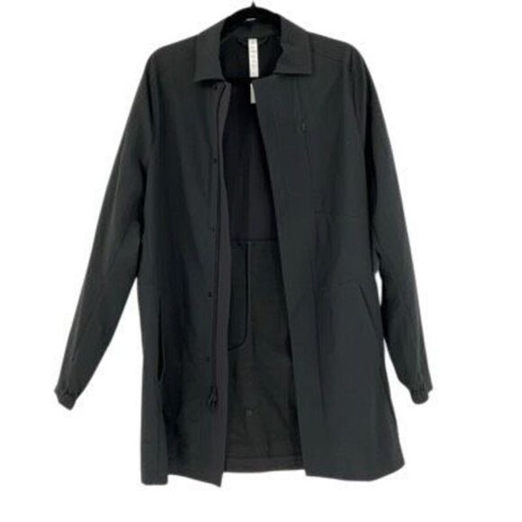 Lululemon Gray Long Full Zip Collared Trench Coat Jacket Size Small - Picture 3 of 5